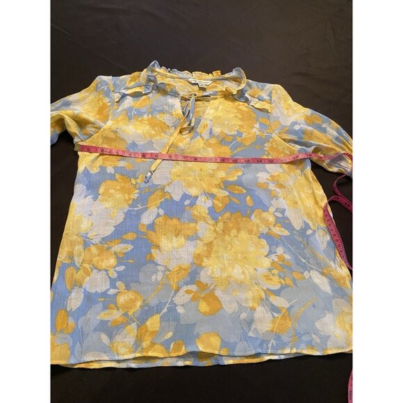 Counterparts Womens Multicolor Floral top Blouse Boho Sz S cottagecore Sheer - Picture 4 of 7